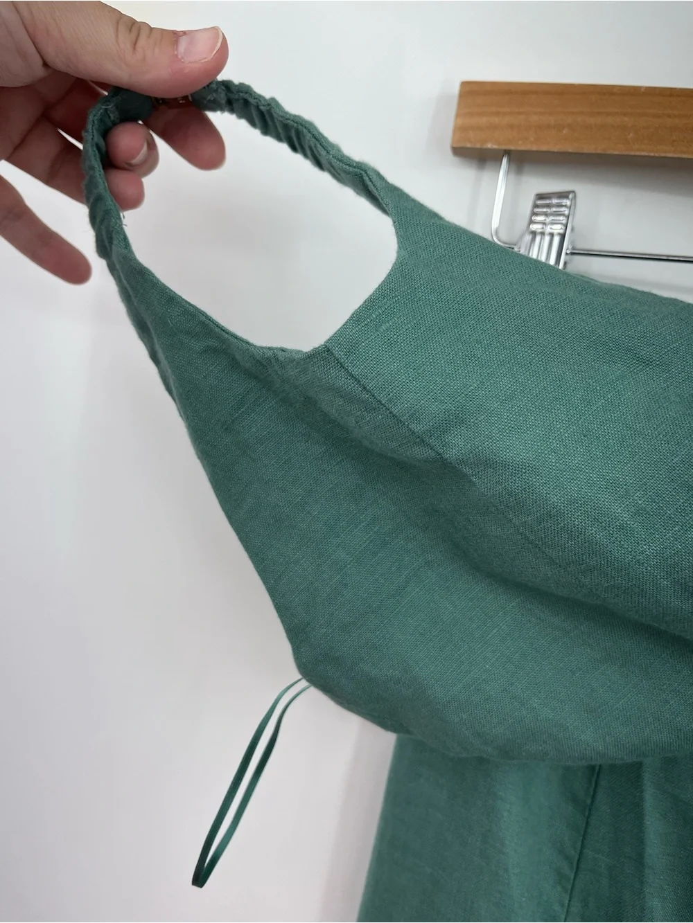 A&F XST Linen High-Neck Maxi Dress halter 0833 tall XS green Abercrombie fitch